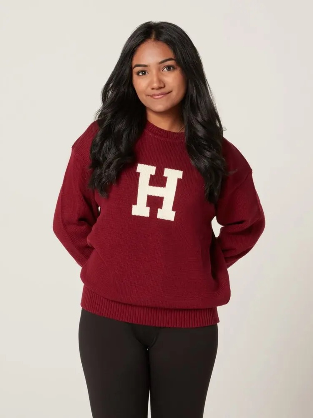 The Harvard Shop H Sweater Crimson Med Unisex Official Harvard Knit 100% Cotton